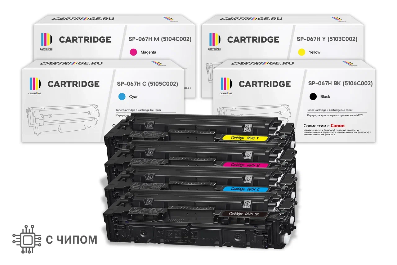 Комплект картриджей SP 067HBK-067HC-067HY-067HM для Canon (с чипом)