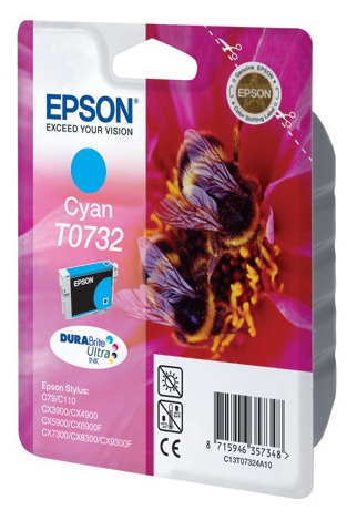 Картридж струйный Epson T0732 (C13T07324A10/ C13T10524A10) голубой