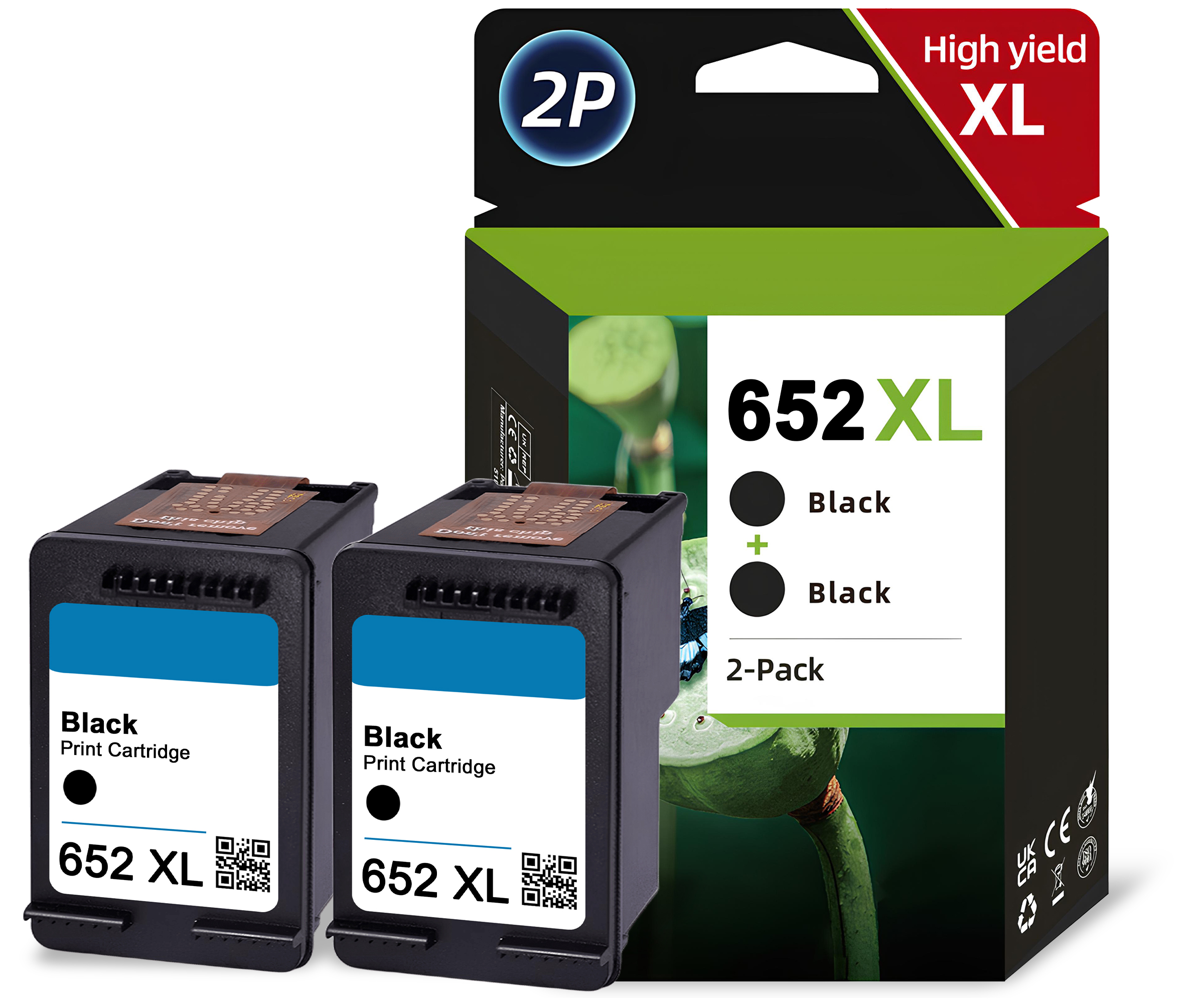 Комплект картриджей HP 652 XL (два черных) OEM.ref